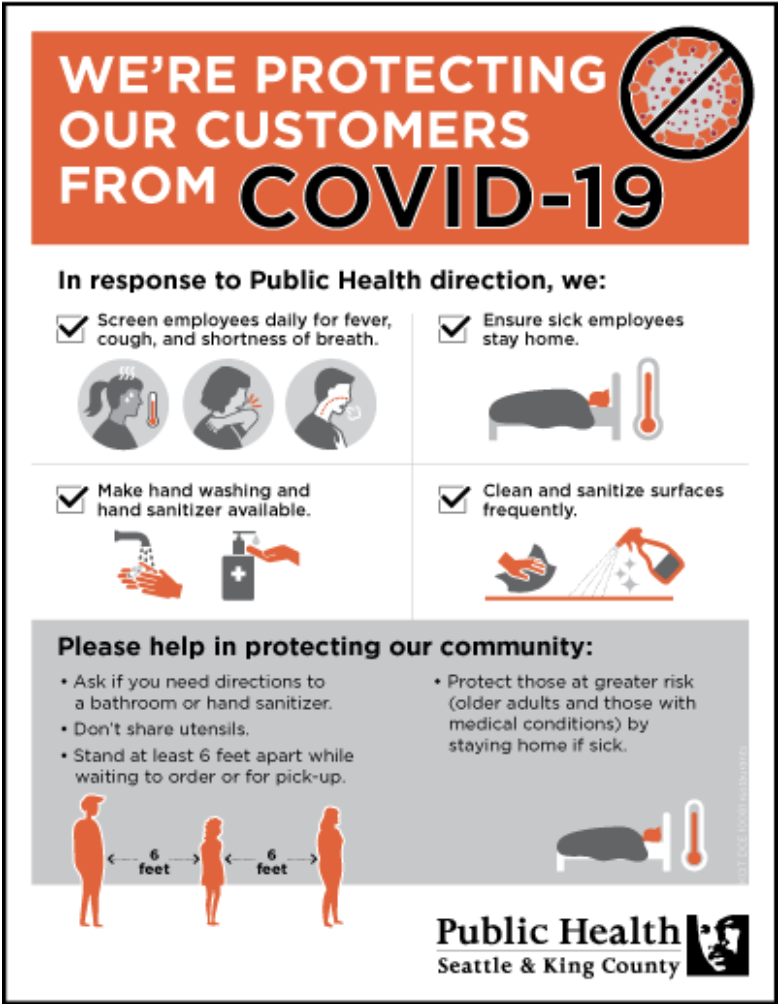 Reopening Sign for customers, King County