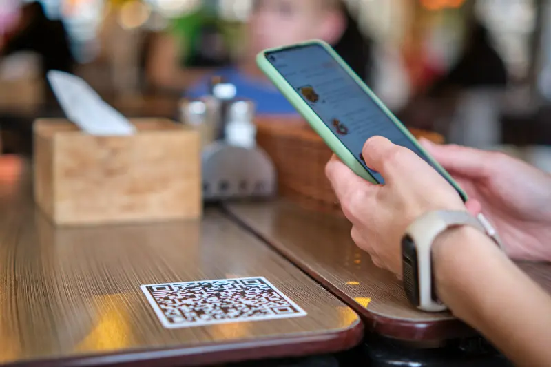 scanning a hotel qr code for a menu