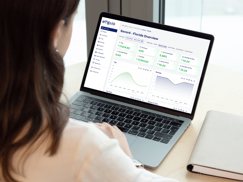 restaurant manager using digital tipping software